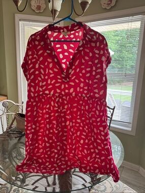 Umgee Hot Pink and White Abstract Print Top